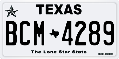 TX license plate BCM4289