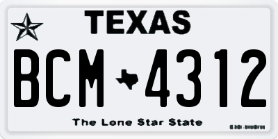 TX license plate BCM4312