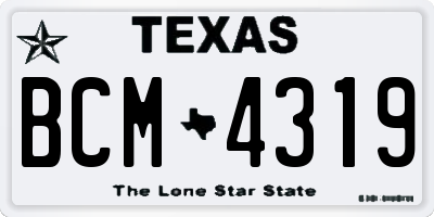 TX license plate BCM4319
