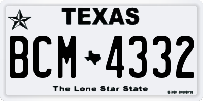 TX license plate BCM4332