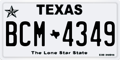 TX license plate BCM4349