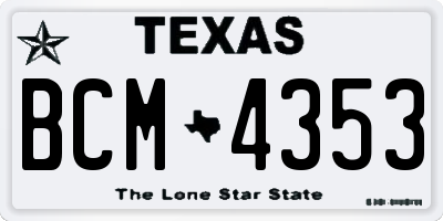TX license plate BCM4353