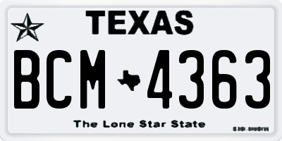TX license plate BCM4363