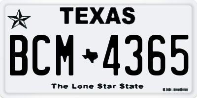 TX license plate BCM4365