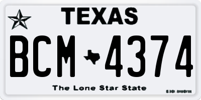 TX license plate BCM4374