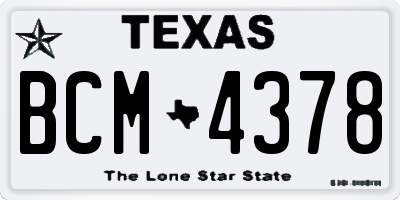 TX license plate BCM4378