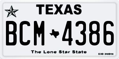 TX license plate BCM4386