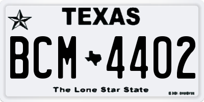 TX license plate BCM4402
