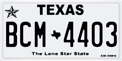 TX license plate BCM4403