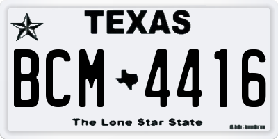 TX license plate BCM4416