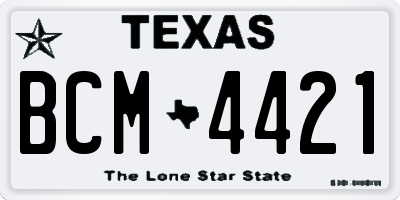 TX license plate BCM4421