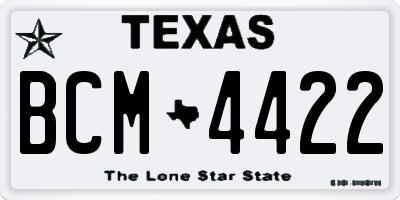 TX license plate BCM4422