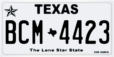 TX license plate BCM4423