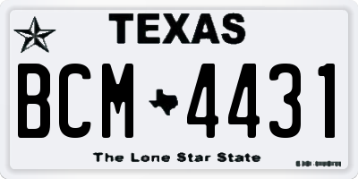 TX license plate BCM4431