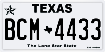 TX license plate BCM4433