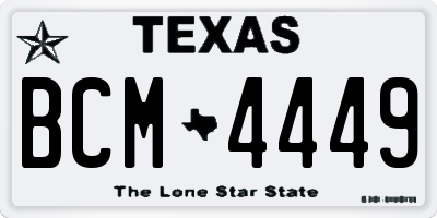 TX license plate BCM4449