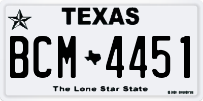TX license plate BCM4451