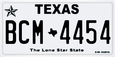 TX license plate BCM4454