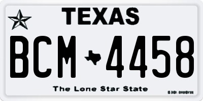 TX license plate BCM4458