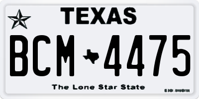 TX license plate BCM4475