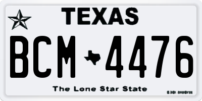 TX license plate BCM4476