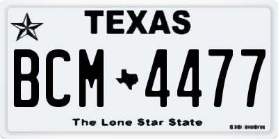 TX license plate BCM4477