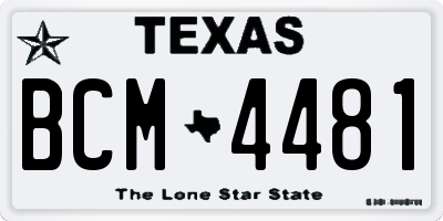 TX license plate BCM4481