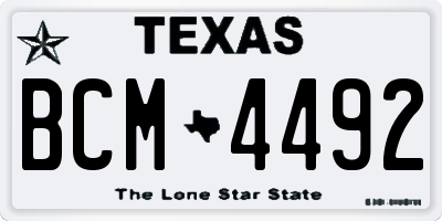 TX license plate BCM4492