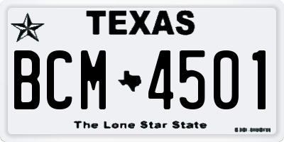 TX license plate BCM4501