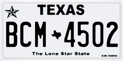TX license plate BCM4502