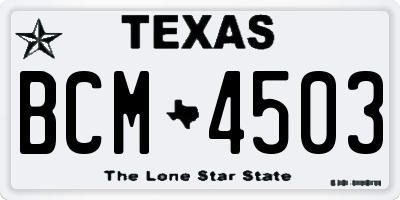 TX license plate BCM4503