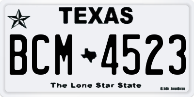 TX license plate BCM4523