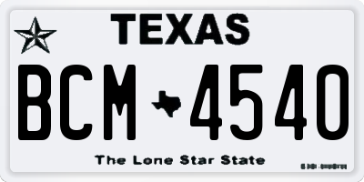 TX license plate BCM4540