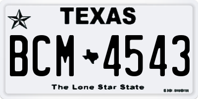 TX license plate BCM4543