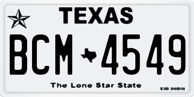 TX license plate BCM4549