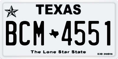 TX license plate BCM4551