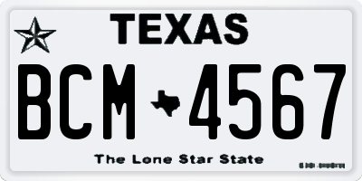 TX license plate BCM4567