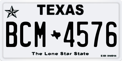 TX license plate BCM4576