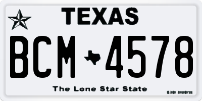 TX license plate BCM4578