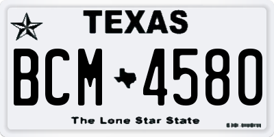 TX license plate BCM4580