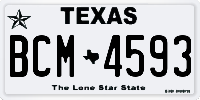 TX license plate BCM4593
