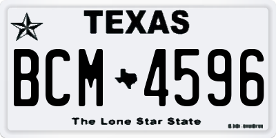 TX license plate BCM4596