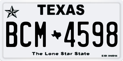 TX license plate BCM4598