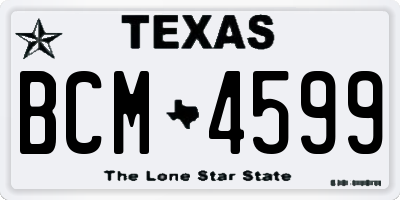 TX license plate BCM4599