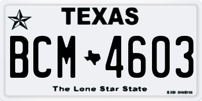 TX license plate BCM4603