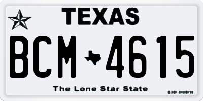 TX license plate BCM4615