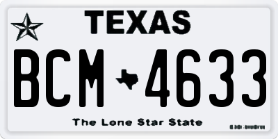 TX license plate BCM4633