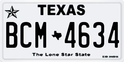 TX license plate BCM4634