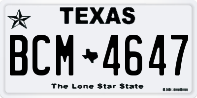 TX license plate BCM4647