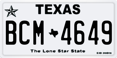 TX license plate BCM4649